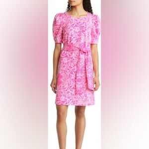 Lilly Pulitzer Pink Floral Dress with Optional Sash